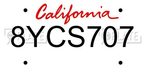 8YCS707 California License Plate