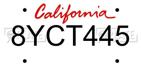 8YCT445 California License Plate