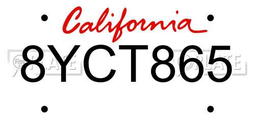 8YCT865 California License Plate