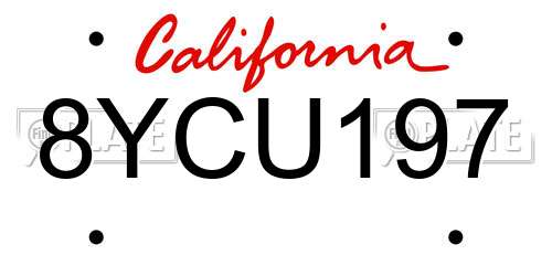 8YCU197 California License Plate