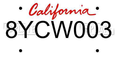 8YCW003 California License Plate