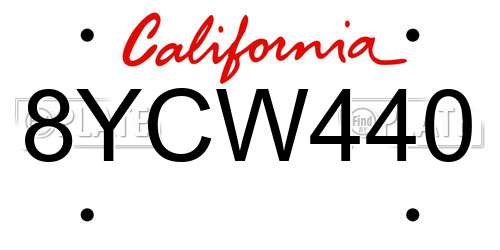 8YCW440 California License Plate