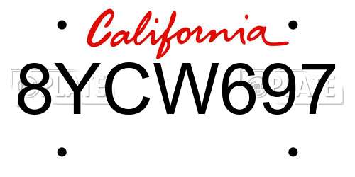 8YCW697 California License Plate