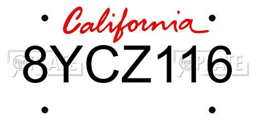 8YCZ116 California License Plate