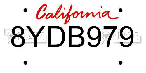 8YDB979 California License Plate