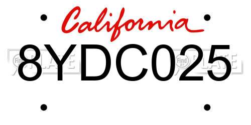 8YDC025 California License Plate