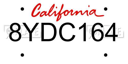 8YDC164 California License Plate