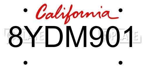 8YDM901 California License Plate
