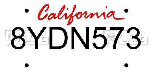 8YDN573 California License Plate