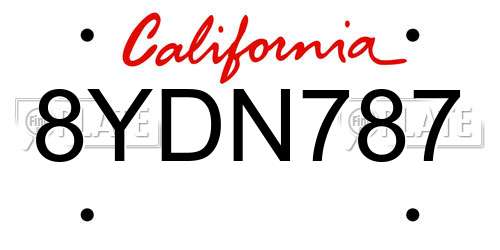 8YDN787 California License Plate