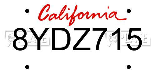 8YDZ715 California License Plate