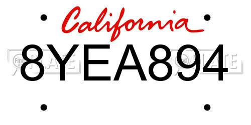 8YEA894 California License Plate