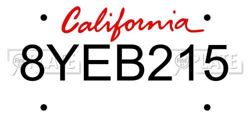8YEB215 California License Plate