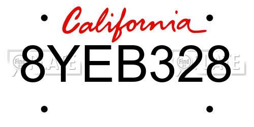 8YEB328 California License Plate
