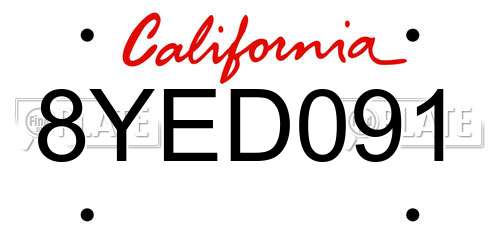 8YED091 California License Plate