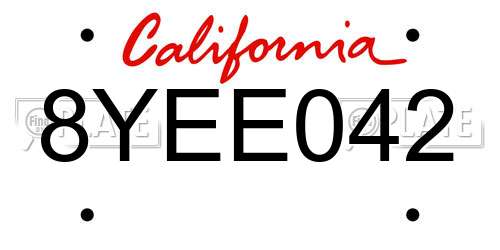 8YEE042 California License Plate