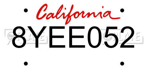 8YEE052 California License Plate