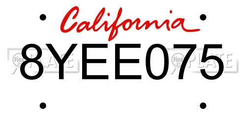 8YEE075 California License Plate