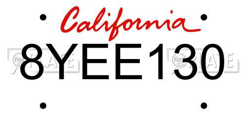 8YEE130 California License Plate