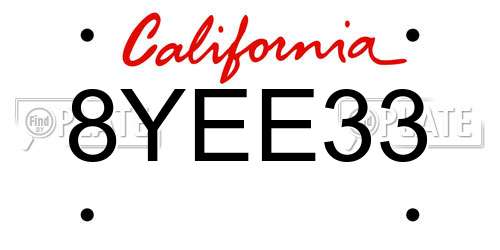 8YEE33 California License Plate