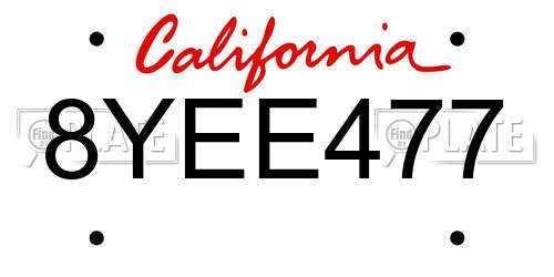 8YEE477 California License Plate