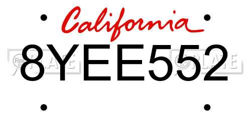8YEE552 California License Plate