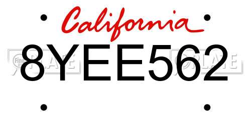 8YEE562 California License Plate