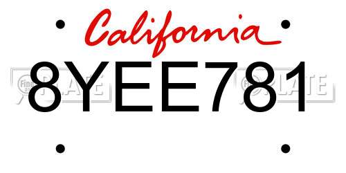 8YEE781 California License Plate