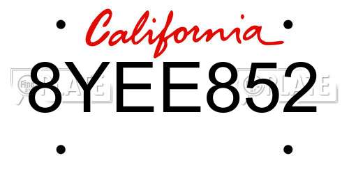 8YEE852 California License Plate