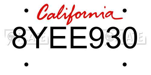 8YEE930 California License Plate