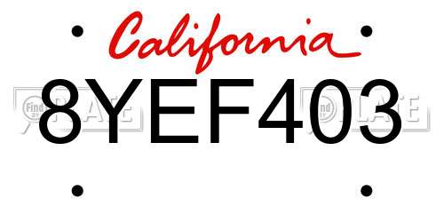 8YEF403 California License Plate
