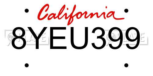 8YEU399 California License Plate