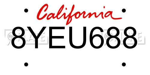 8YEU688 California License Plate