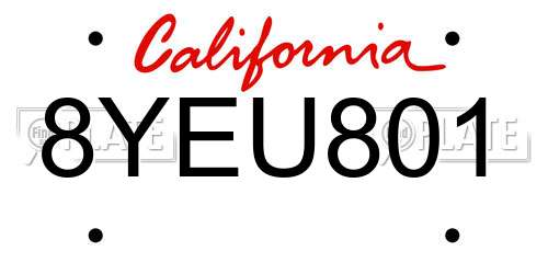 8YEU801 California License Plate