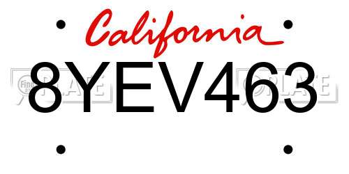 8YEV463 California License Plate
