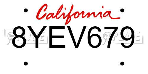 8YEV679 California License Plate