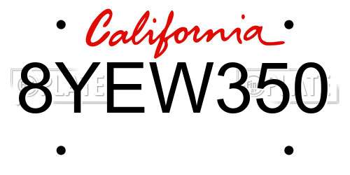 8YEW350 California License Plate