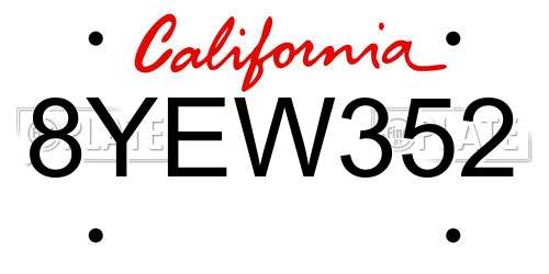8YEW352 California License Plate
