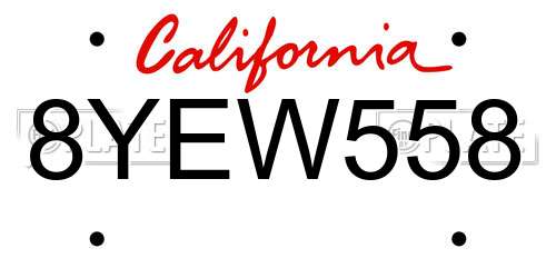 8YEW558 California License Plate