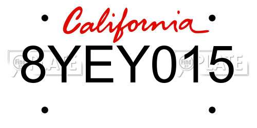 8YEY015 California License Plate