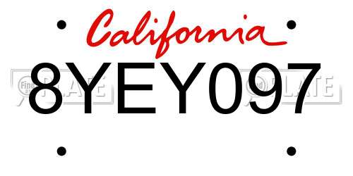 8YEY097 California License Plate