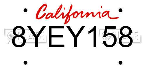 8YEY158 California License Plate