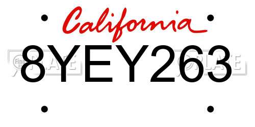 8YEY263 California License Plate