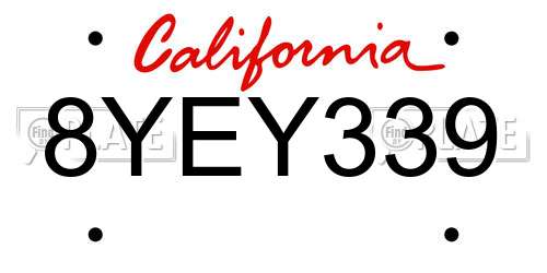 8YEY339 California License Plate