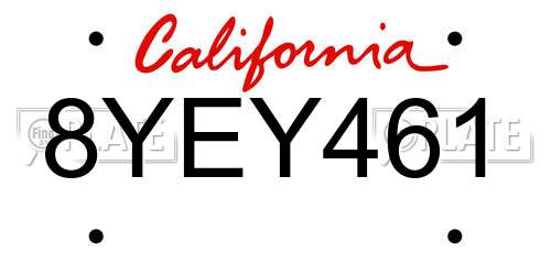 8YEY461 California License Plate