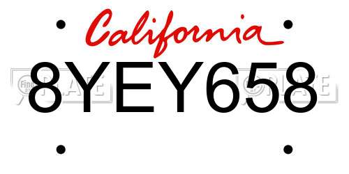 8YEY658 California License Plate