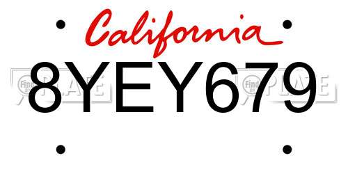 8YEY679 California License Plate