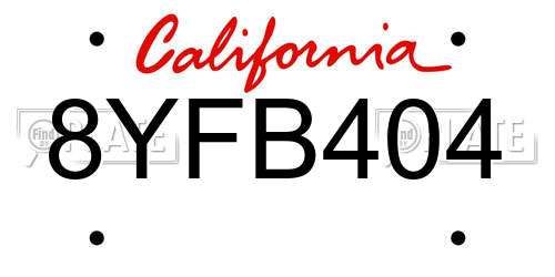 8YFB404 California License Plate