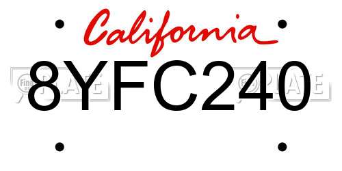 8YFC240 California License Plate