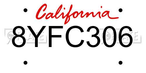 8YFC306 California License Plate